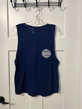 Peloton Denis Morton good hYOUman Navy Sleeveless Pocket Tank Size M